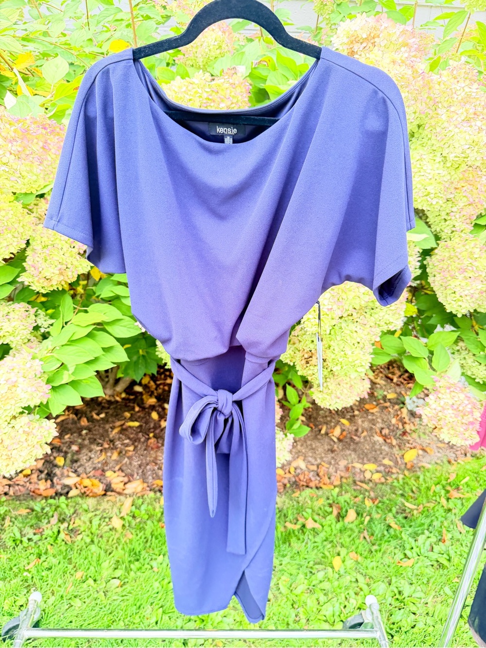 Kensie Lavender Tie-Front Midi Dress
